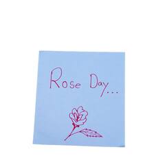 Hand drawn rose day greeting on white paper isolated on a transparent background © M_STUDIO
