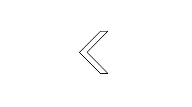 Single minimalist chevron arrow pointing leftward vector icon illustration with clean black outline design on white background suitable for navigation interface and web design