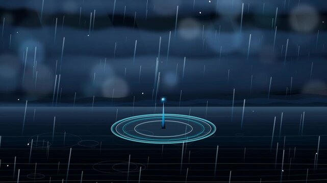 Raindrop Falling Cinematic Macro Zoom Creating Blue Ripples