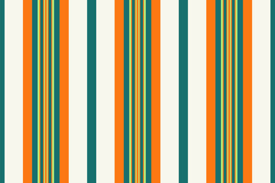 Dady textile stripe fabric, crease seamless vertical texture. Veometry pattern lines vector background in pumpkin and teal colors.