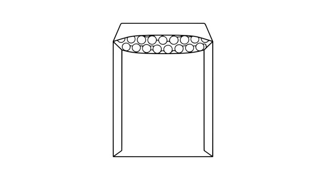 Open kraft bubble mailer padded shipping envelope vector illustration showing protective bubble lining inside, ideal for e-commerce packaging, postal delivery and parcel mailing concept icon design