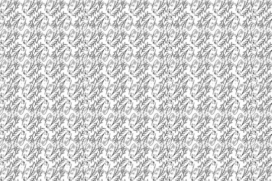 Elegant light grey floral sketch pattern with soft botanical lines on white background