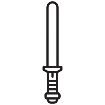 Futuristic energy sword weapon line art icon with light sword science fiction laser sword sci fi isolated