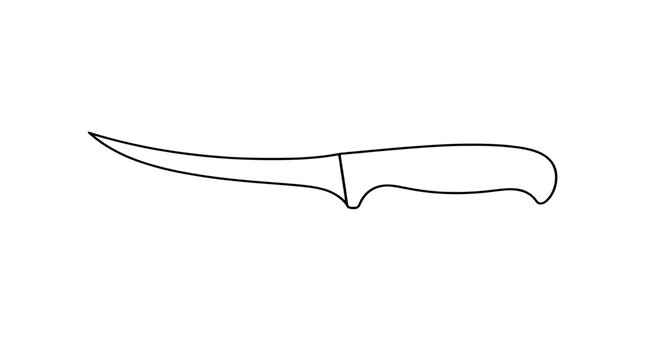 Boning Knife with Narrow Curved Flexible Blade Hand-Drawn Outline Vector Icon Line Art Illustration for Culinary Kitchen Design - professional high resolution commercial