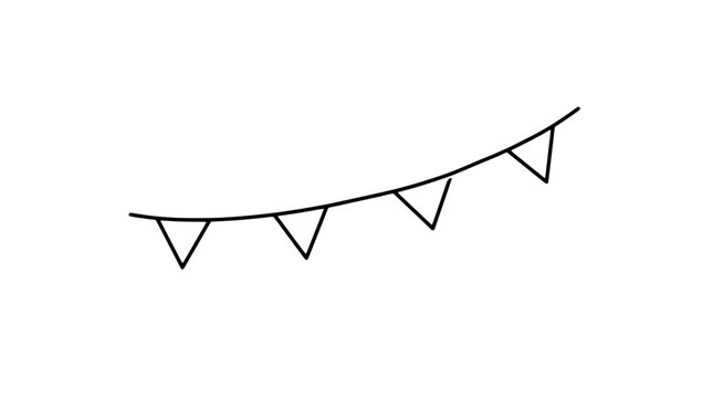 Cold weather front boundary line with triangles vector icon illustration, meteorological weather symbol for atmospheric pressure systems, climate map element, black and white minimalist line art