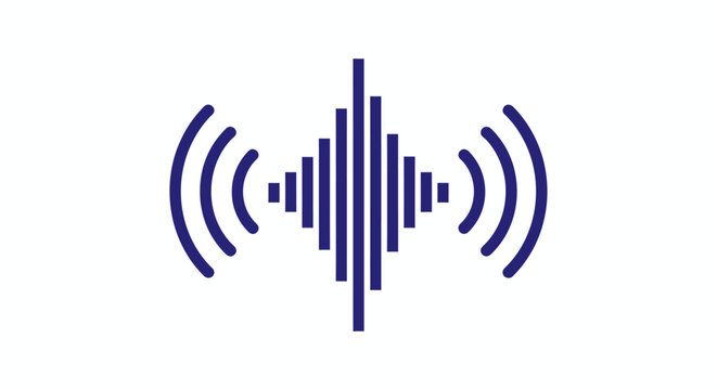 Abstract audio waveform icon representing sound waves and digital communication design.