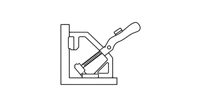 Corner Welding Clamp with Quick Release Button Vector Icon Illustration Hand Traced Line Art Drawing for Industrial Tools Equipment Graphic Design - professional high detailed commercial stock