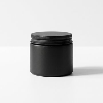 Matte Black Hair Wax Jar Cosmetic Mockup On White Background