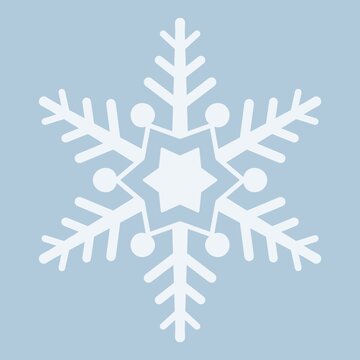White snowflake icon with star center on a soft blue background