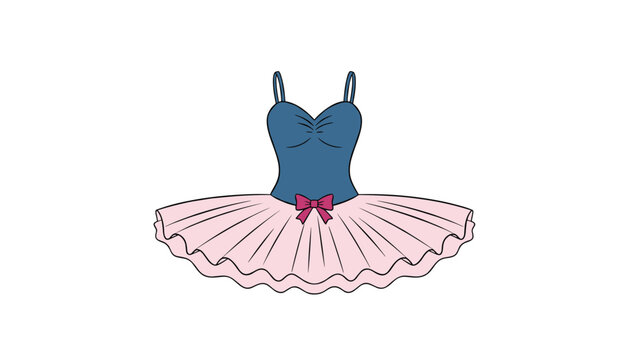 Pink and blue classical ballet tutu dress with a tiny pink bow in the center isolated on a clean white background.