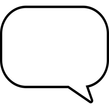 Black outline speech bubble icon, chat, message and communication symbol on white background
