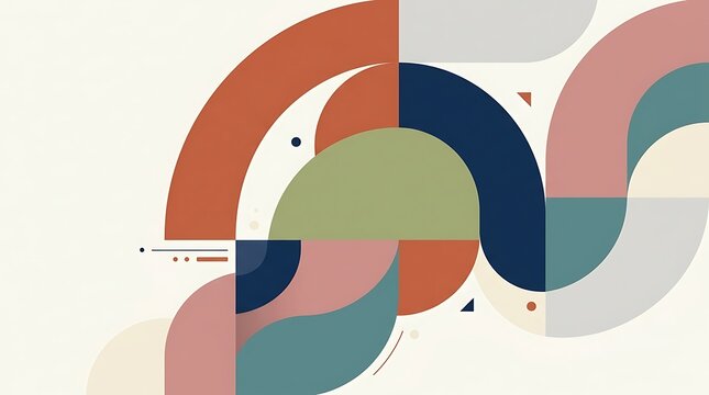 Abstract geometric background with colorful arcs and circular shapes