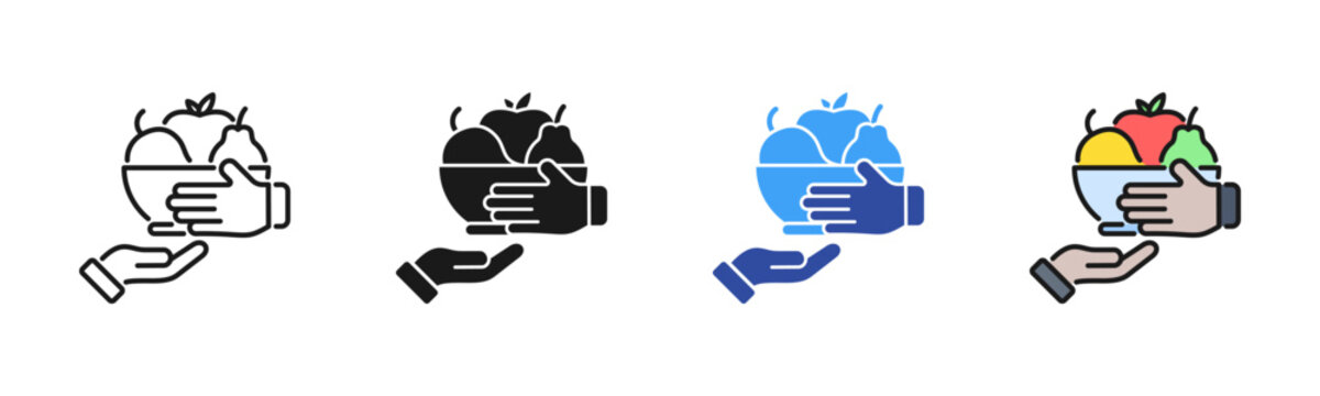 Food Assistance icon set multiple style collection