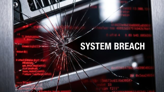 Cyber attack digital breach system hacked.