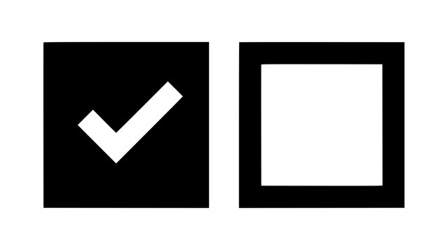 Checkbox Icon Set, Black Vector Illustration of Checked and Unchecked Square Tick Box