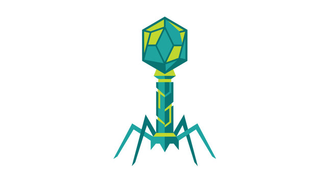 Bacteriophage virus structure genomic flat vector illustration for microbiology science education