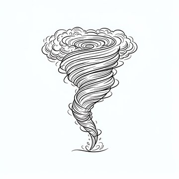 Detailed Tornado Outline Illustration - Powerful Cyclone Weather Vector Art