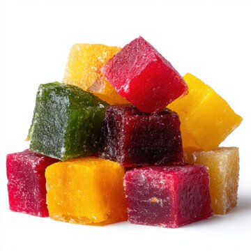 Navratri fruit halwa colorful sweet cubes  isolated on a white background