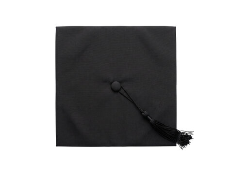 Black graduation cap with tassel isolated on a transparent background