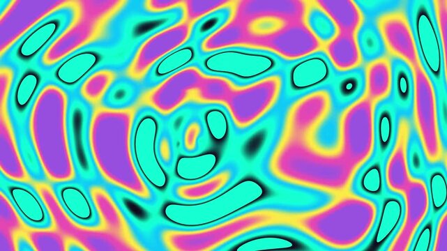 Abstract Neon Gradient Liquid Flow With Psychedelic Colors and Smooth Morphing Shapes Moving