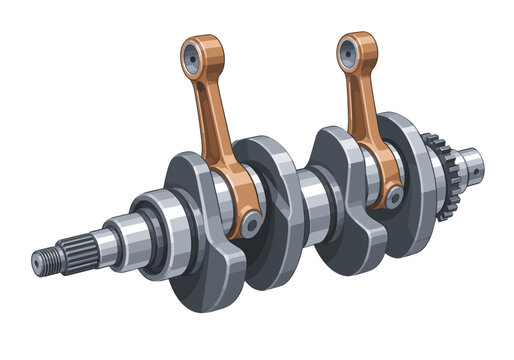 Motorcycle crankshaft assembly with connecting rods for engine repair