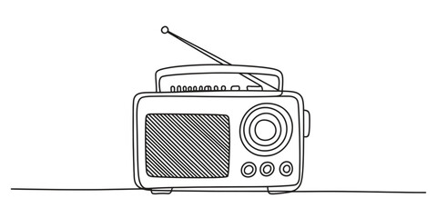 Obraz premium Simple line drawing of a vintage radio