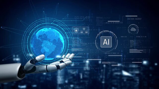 AI system interacting with artificial intelligence interface, processing data, executing algorithms, and enhancing automation with advanced artificial intelligence functions. Marrow