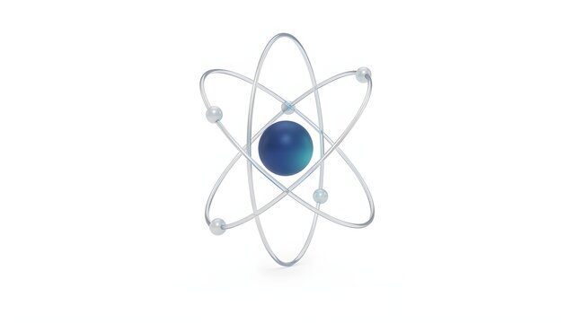 Atom 3d icon. Science, Quantum Physics concept - Molecule symbol or atom symbol isolated on white - 3d illustration