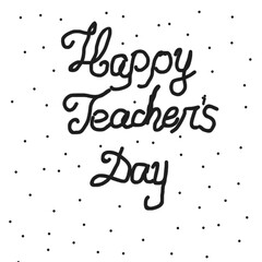 Happy Teacher's Day handwritten typography lettering vector design with polka dot background © Afrin
