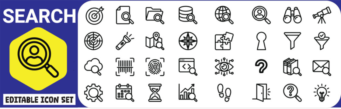 Vintage collection of various antique keys in black and white with a search graphic