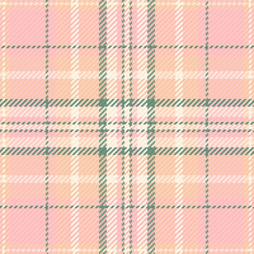 Curtain tartan texture background, silk fabric check textile. Paint pattern seamless plaid vector in light and orange colors.