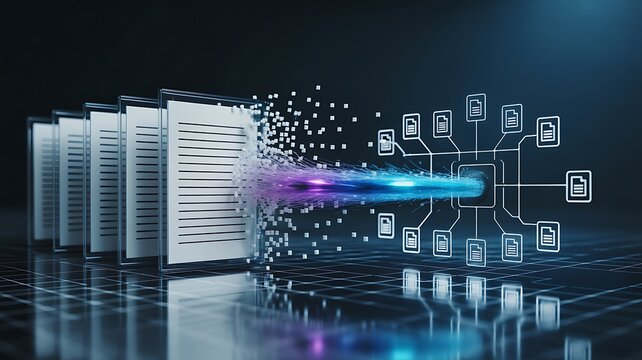 Digital document transfer from paper files to connected electronic data systems