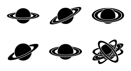 Saturn Planet Icons, Cosmic Space Orbits, Celestial Body Graphics, Astronomy Vector Set © Ayush