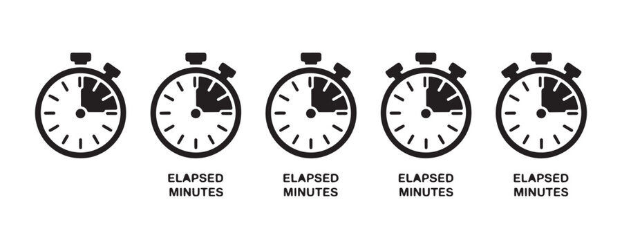 Stopwatch icons showing elapsed minutes for tracking time and progress in activities.