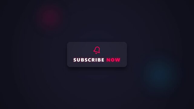 Subscribe button animation with bell icon and cursor click effect on a dark background for video creators