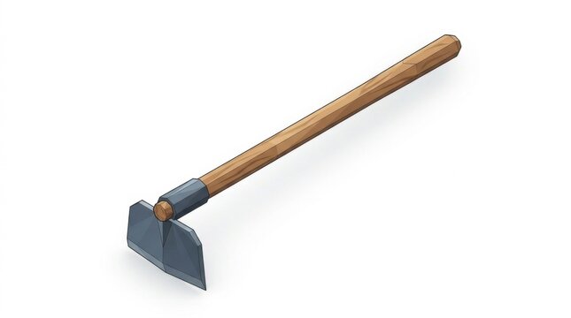 Garden hoe with a wooden handle isolated on a white background