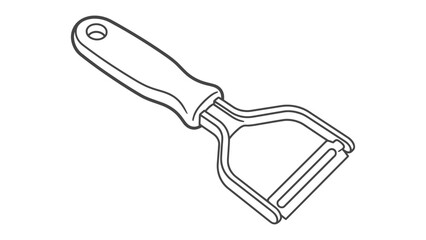 Obraz premium Vegetable Peeler Illustration: A simple line drawing of a swivel vegetable peeler, ideal for culinary use and kitchen preparation graphics.