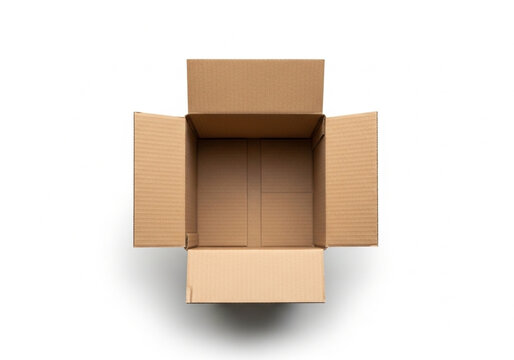 Open cardboard shipping box from above