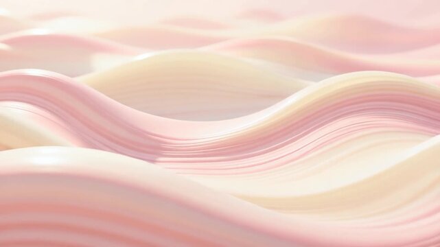 Soft pink and cream wavy abstract surface with flowing ribbed texture