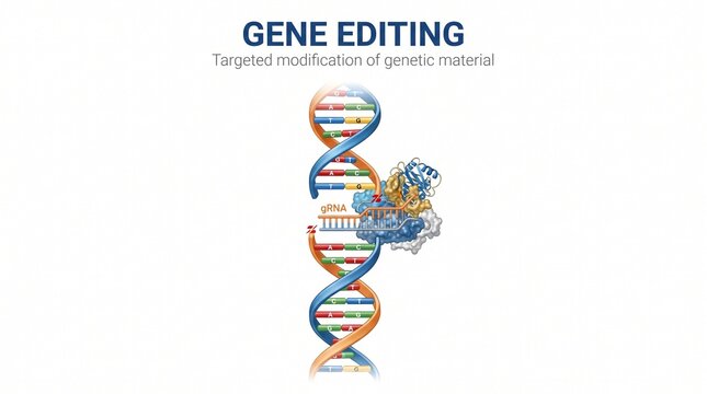 Scientific Illustration Of Deoxyribonucleic Acid Helix Structure With Protein Complex For Gene