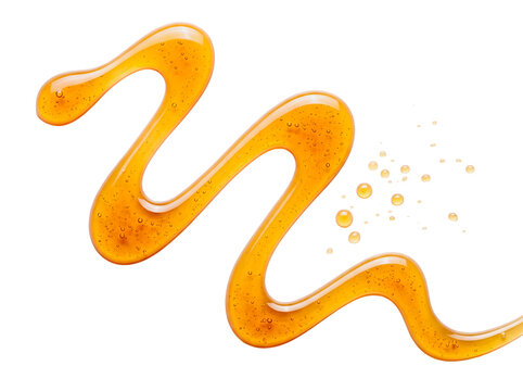 Honey syrup drizzle wave isolated on black background