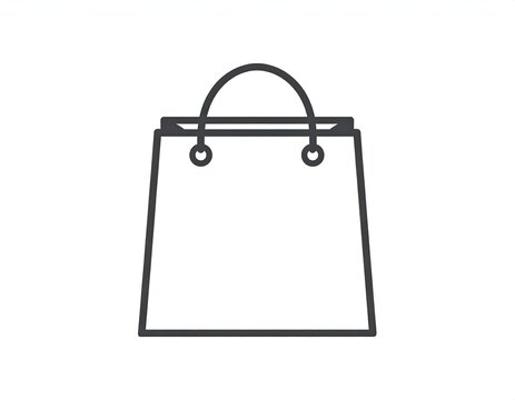 Linear paper shopping bag icon with handles.