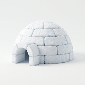 Realistic white foam igloo model with clean studio background for commercial product display