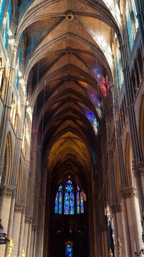 Reims Cathedral Notre-Dame de Reims. Reims, France, December 25, 2025. High quality 4k footage
