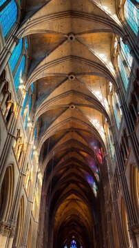 Reims Cathedral Notre-Dame de Reims. Reims, France, December 25, 2025. High quality 4k footage