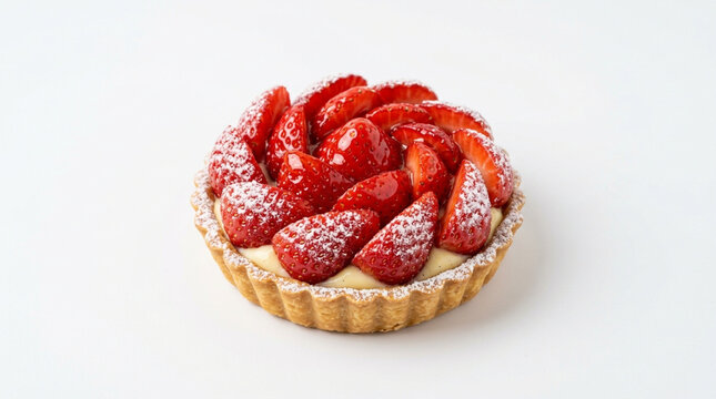 Strawberry cream tart on golden crust pastry