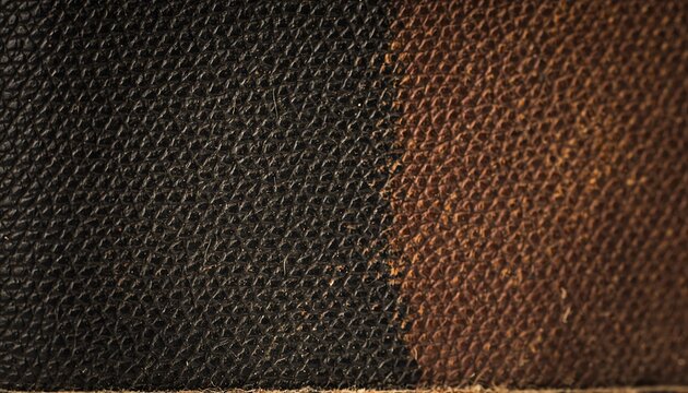 Close up of textured canvas surface with black and brown painted sections showing rough woven fabric detail