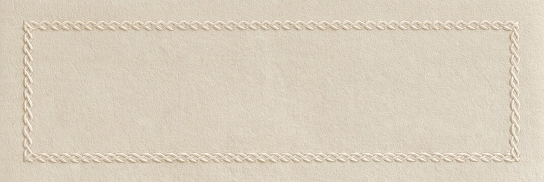 Textured beige paper background with braided rope border