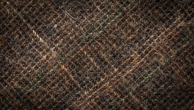 Close up of rustic brown burlap fabric with diagonal crisscross woven texture and natural rough fibers