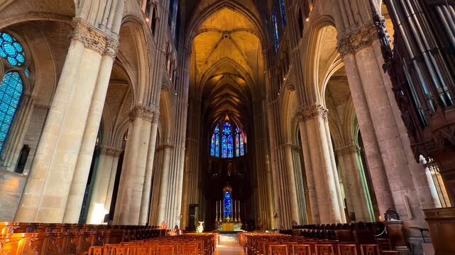 Reims Cathedral Notre-Dame de Reims. Reims, France, December 25, 2025. High quality 4k footage
